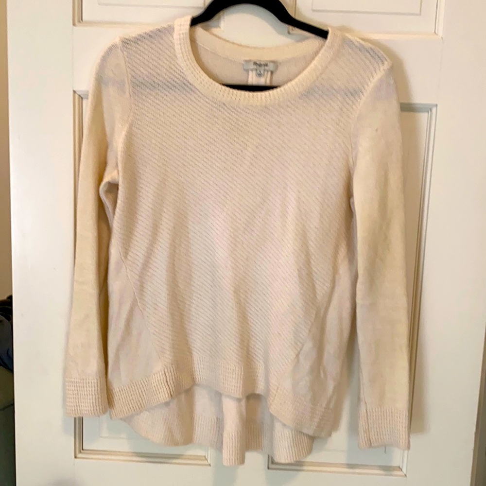 Madewell sweater with fun zipper detailing in back. Color cream